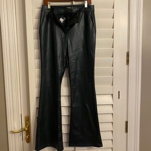 NWT New With Tags Nasty Gal Faux Leather Bell Bottom Trousers Size 8 Green